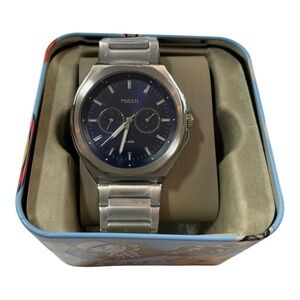 Fossil Evanston BQ2610 Men's Multifunction Blue Sun Ray Dial Quartz Watch 45mm